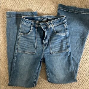 American Eagle Outfitters Blue Flare & Wide Leg Jeans